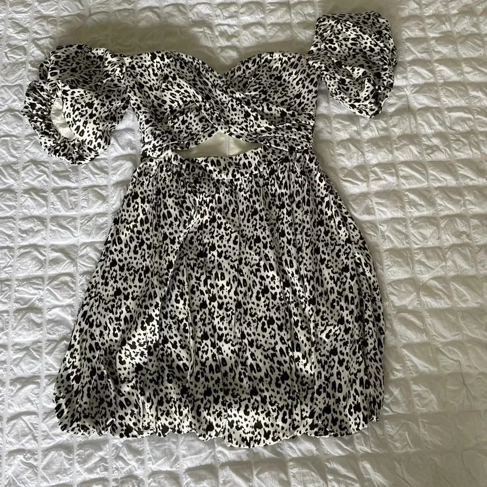 Fame and partners animal print strapless mini dress